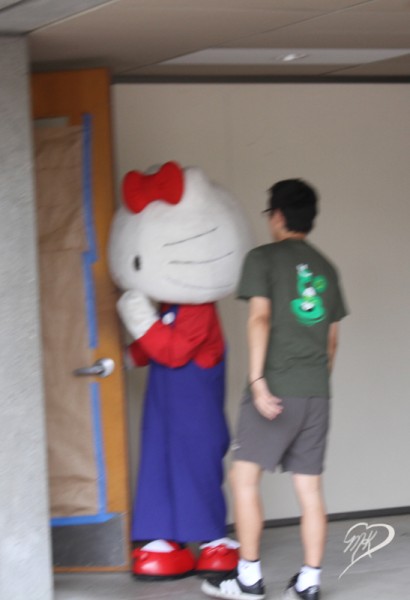 Hello Kitty going off to find the litter box?